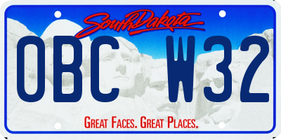 SD license plate 0BCW32