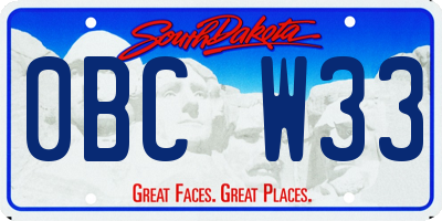 SD license plate 0BCW33