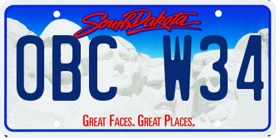 SD license plate 0BCW34