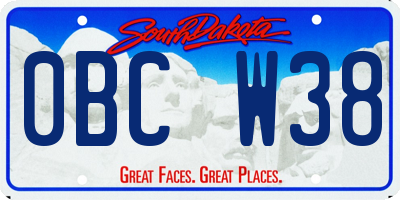 SD license plate 0BCW38