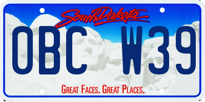 SD license plate 0BCW39