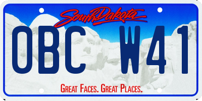 SD license plate 0BCW41