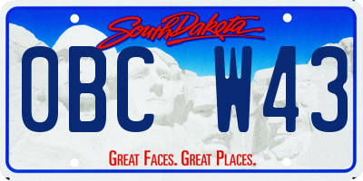 SD license plate 0BCW43