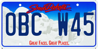 SD license plate 0BCW45