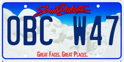 SD license plate 0BCW47