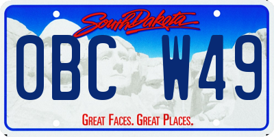 SD license plate 0BCW49