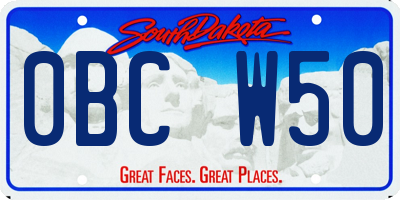 SD license plate 0BCW50