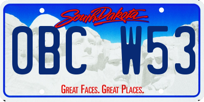 SD license plate 0BCW53