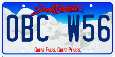 SD license plate 0BCW56