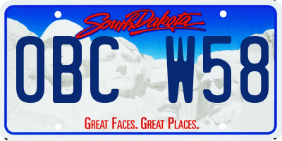 SD license plate 0BCW58