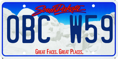 SD license plate 0BCW59