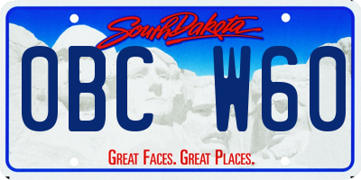 SD license plate 0BCW60