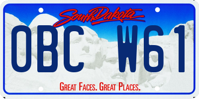 SD license plate 0BCW61