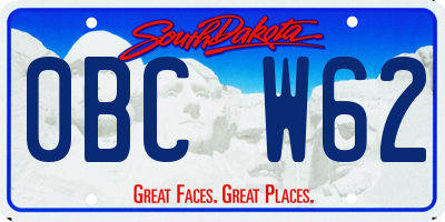 SD license plate 0BCW62