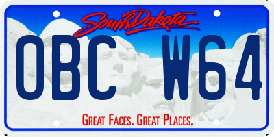 SD license plate 0BCW64
