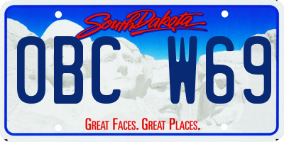 SD license plate 0BCW69