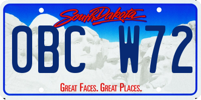 SD license plate 0BCW72