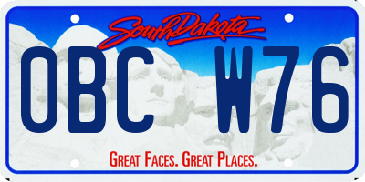 SD license plate 0BCW76