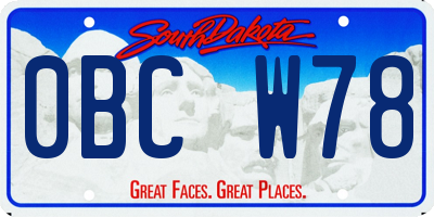 SD license plate 0BCW78