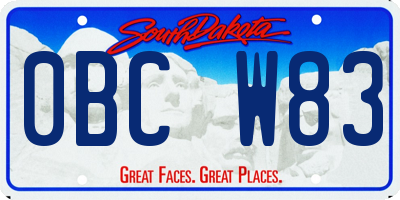 SD license plate 0BCW83