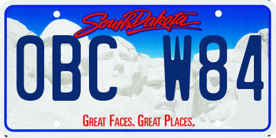 SD license plate 0BCW84
