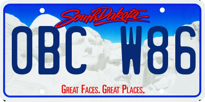 SD license plate 0BCW86