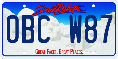 SD license plate 0BCW87