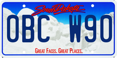 SD license plate 0BCW90