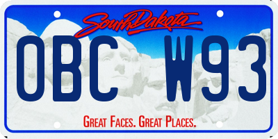 SD license plate 0BCW93
