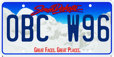 SD license plate 0BCW96