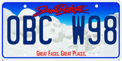 SD license plate 0BCW98