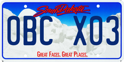 SD license plate 0BCX03