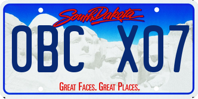 SD license plate 0BCX07