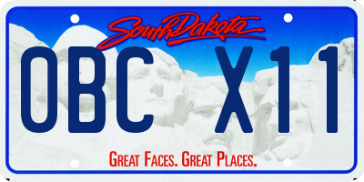 SD license plate 0BCX11