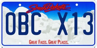 SD license plate 0BCX13