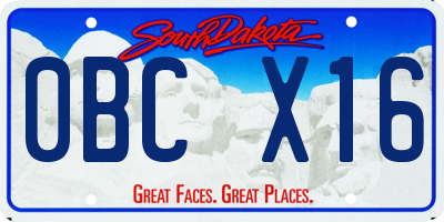 SD license plate 0BCX16