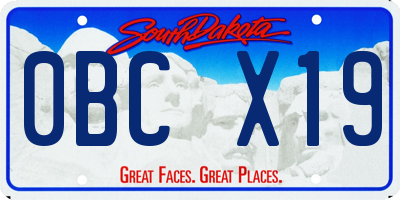 SD license plate 0BCX19