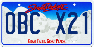 SD license plate 0BCX21