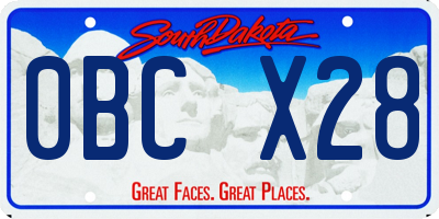 SD license plate 0BCX28
