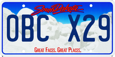 SD license plate 0BCX29