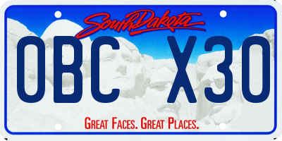 SD license plate 0BCX30