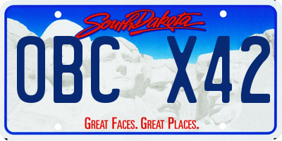 SD license plate 0BCX42