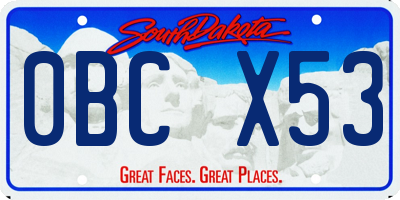 SD license plate 0BCX53
