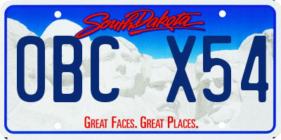SD license plate 0BCX54