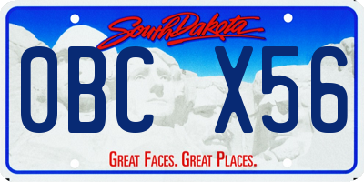 SD license plate 0BCX56