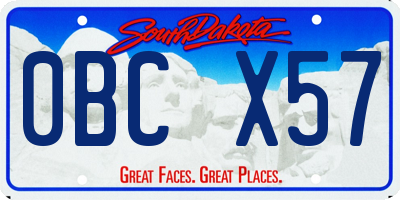 SD license plate 0BCX57