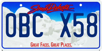 SD license plate 0BCX58
