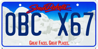 SD license plate 0BCX67