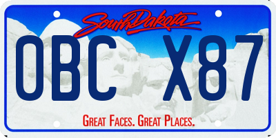SD license plate 0BCX87