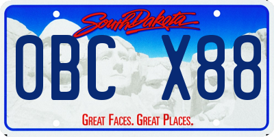 SD license plate 0BCX88